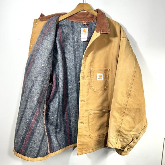 Vintage Carhartt Blanket Lined Chore Coat Jacket Mens 3XL XXXL